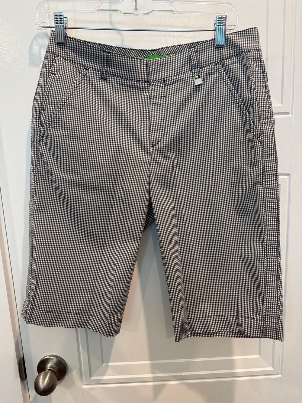 Boss Black & White Micro-Check Bermuda Shorts